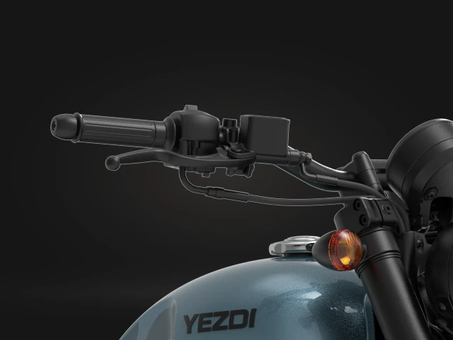Close view of the Roadster’s left handlebar and clutch lever.